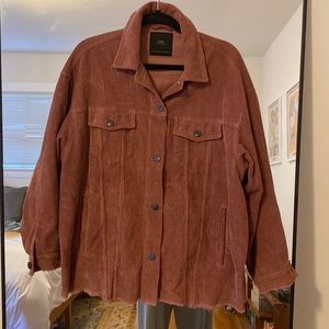 Dusty rose Zara corduroy shirt jacket